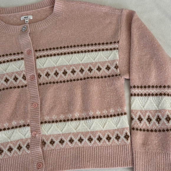 Aerie fuzzy Pink Patterned Women's Sweater - Picture 4 of 14
